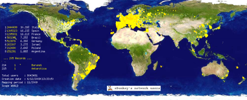 edonkey network peers geolocalization on 2009 Dec